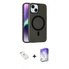 MARSİLYAN™- iPhone 14 Kılıf Çekirdek Modern Prime - Siyah Bilvis 5in1 3D Magic Cam Ekran Koruyucu + Diamond Kamera Lens - PE