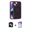MARSİLYAN™- iPhone 14 Kılıf Çekirdek Modern Prime - Siyah Bilvis 5in1 3D Magic Cam Ekran Koruyucu + PVD Metal Kamera Lens - GS