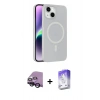 MARSİLYAN™- iPhone 14 Kılıf Çekirdek Modern Prime - Siyah Bilvis 5in1 3D Magic Cam Ekran Koruyucu + Raze Metal Kamera Lens - SH