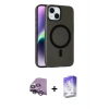 MARSİLYAN™- iPhone 14 Kılıf Çekirdek Modern Prime - Siyah Bilvis 5in1 3D Magic Cam Ekran Koruyucu + Raze Metal Kamera Lens - GS