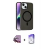 MARSİLYAN™- iPhone 14 Kılıf Çekirdek Modern Prime - Siyah Bilvis 5in1 3D Magic Cam Ekran Koruyucu + Raze Metal Kamera Lens - KI