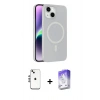 MARSİLYAN™- iPhone 14 Kılıf Çekirdek Modern Prime - Siyah Bilvis 5in1 3D Magic Cam Ekran Koruyucu + Shine Kamera Lens - GS
