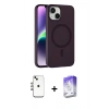 MARSİLYAN™- iPhone 14 Kılıf Çekirdek Modern Prime - Siyah Bilvis 5in1 3D Magic Cam Ekran Koruyucu + Shine Kamera Lens - GI