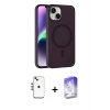MARSİLYAN™- iPhone 14 Kılıf Çekirdek Modern Prime - Siyah Bilvis 5in1 3D Magic Cam Ekran Koruyucu + Shine Kamera Lens - GS