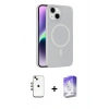 MARSİLYAN™- iPhone 14 Kılıf Çekirdek Modern Prime - Siyah Bilvis 5in1 3D Magic Cam Ekran Koruyucu + Shine Kamera Lens - GI