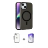 MARSİLYAN™- iPhone 14 Kılıf Çekirdek Modern Prime - Siyah Bilvis 5in1 3D Magic Cam Ekran Koruyucu + Shine Kamera Lens - GS