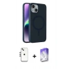 MARSİLYAN™- iPhone 14 Kılıf Çekirdek Modern Prime - Siyah Bilvis 5in1 3D Magic Cam Ekran Koruyucu + Shine Kamera Lens - GS