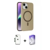 MARSİLYAN™- iPhone 14 Kılıf Çekirdek Modern Prime - Siyah Bilvis 5in1 3D Magic Cam Ekran Koruyucu + Shine Kamera Lens - YL