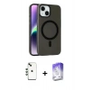 MARSİLYAN™- iPhone 14 Kılıf Çekirdek Modern Prime - Siyah Bilvis 5in1 3D Magic Cam Ekran Koruyucu + Shine Kamera Lens - YL