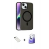 MARSİLYAN™- iPhone 14 Kılıf Çekirdek Modern Prime - Siyah Bilvis 5in1 5D Magic Hayalet Cam Ekran Koruyucu + Diamond Kamera Lens - PE