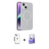 MARSİLYAN™- iPhone 14 Kılıf Çekirdek Modern Prime - Siyah Bilvis 5in1 5D Magic Hayalet Cam Ekran Koruyucu + Shine Kamera Lens - MI