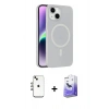 MARSİLYAN™- iPhone 14 Kılıf Çekirdek Modern Prime - Siyah Bilvis 5in1 5D Magic Hayalet Cam Ekran Koruyucu + Shine Kamera Lens - GI