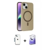 MARSİLYAN™- iPhone 14 Kılıf Çekirdek Modern Prime - Siyah Bilvis 5in1 5D Magic Hayalet Cam Ekran Koruyucu + Shine Kamera Lens - MI