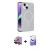 MARSİLYAN™- iPhone 14 Kılıf Çekirdek Modern Prime - Siyah Bilvis 5in1 5D Magic Hayalet Cam Ekran Koruyucu + Raze Metal Kamera Lens - KI