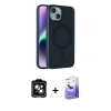 MARSİLYAN™- iPhone 14 Kılıf Çekirdek Modern Prime - Siyah Bilvis 5in1 5D Magic Hayalet Cam Ekran Koruyucu + PVD Metal Kamera Lens - YL