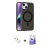 MARSİLYAN™- iPhone 14 Kılıf Çekirdek Modern Prime - Siyah Bilvis 5in1 5D Magic Hayalet Cam Ekran Koruyucu + Diamond Kamera Lens - SABE