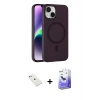 MARSİLYAN™- iPhone 14 Kılıf Çekirdek Modern Prime - Siyah Bilvis 5in1 5D Magic Hayalet Cam Ekran Koruyucu + Diamond Kamera Lens - SABE