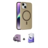 MARSİLYAN™- iPhone 14 Kılıf Çekirdek Modern Prime - Siyah Bilvis 5in1 5D Magic Hayalet Cam Ekran Koruyucu + Raze Metal Kamera Lens - GS