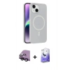 MARSİLYAN™- iPhone 14 Kılıf Çekirdek Modern Prime - Siyah Bilvis 5in1 5D Magic Hayalet Cam Ekran Koruyucu + Raze Metal Kamera Lens - SH