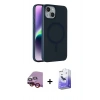 MARSİLYAN™- iPhone 14 Kılıf Çekirdek Modern Prime - Siyah Bilvis 5in1 5D Magic Hayalet Cam Ekran Koruyucu + Raze Metal Kamera Lens - KI
