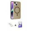 MARSİLYAN™- iPhone 14 Kılıf Çekirdek Modern Prime - Siyah Bilvis 5in1 5D Magic Hayalet Cam Ekran Koruyucu + Diamond Kamera Lens - SABE