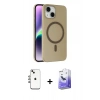 MARSİLYAN™- iPhone 14 Kılıf Çekirdek Modern Prime - Siyah Bilvis 5in1 5D Magic Hayalet Cam Ekran Koruyucu + Shine Kamera Lens - GI