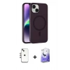 MARSİLYAN™- iPhone 14 Kılıf Çekirdek Modern Prime - Siyah Bilvis 5in1 5D Magic Hayalet Cam Ekran Koruyucu + Shine Kamera Lens - GI