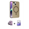 MARSİLYAN™- iPhone 14 Kılıf Çekirdek Modern Prime - Siyah Bilvis 5in1 5D Magic Hayalet Cam Ekran Koruyucu + Raze Metal Kamera Lens - MR