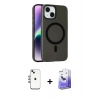 MARSİLYAN™- iPhone 14 Kılıf Çekirdek Modern Prime - Siyah Bilvis 5in1 5D Magic Hayalet Cam Ekran Koruyucu + Shine Kamera Lens - GI