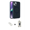 MARSİLYAN™- iPhone 14 Kılıf Çekirdek Modern Prime - Siyah Bilvis Hayalet Cam Ekran Koruyucu + Diamond Kamera Lens - PE