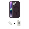 MARSİLYAN™- iPhone 14 Kılıf Çekirdek Modern Prime - Siyah Bilvis Hayalet Cam Ekran Koruyucu + Diamond Kamera Lens - PE