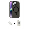 MARSİLYAN™- iPhone 14 Kılıf Çekirdek Modern Prime - Siyah Bilvis Hayalet Cam Ekran Koruyucu + Diamond Kamera Lens - YL