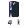 MARSİLYAN™- iPhone 14 Kılıf Çekirdek Modern Prime - Siyah Bilvis Hayalet Cam Ekran Koruyucu + Raze Metal Kamera Lens - GS