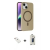 MARSİLYAN™- iPhone 14 Kılıf Çekirdek Modern Prime - Siyah Bilvis Hayalet Cam Ekran Koruyucu + Diamond Kamera Lens - KI