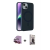 MARSİLYAN™- iPhone 14 Kılıf Çekirdek Modern Prime - Siyah Bilvis Hayalet Cam Ekran Koruyucu + Raze Metal Kamera Lens - KI