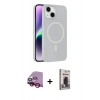 MARSİLYAN™- iPhone 14 Kılıf Çekirdek Modern Prime - Siyah Bilvis Hayalet Cam Ekran Koruyucu + Raze Metal Kamera Lens - KI