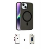 MARSİLYAN™- iPhone 14 Kılıf Çekirdek Modern Prime - Siyah Bilvis Hayalet Cam Ekran Koruyucu + Shine Kamera Lens - KI