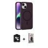 MARSİLYAN™- iPhone 14 Kılıf Çekirdek Modern Prime - Siyah Bilvis Hayalet Cam Ekran Koruyucu + PVD Metal Kamera Lens - MI