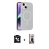 MARSİLYAN™- iPhone 14 Kılıf Çekirdek Modern Prime - Siyah Bilvis Hayalet Cam Ekran Koruyucu + PVD Metal Kamera Lens - MI