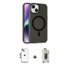 MARSİLYAN™- iPhone 14 Kılıf Çekirdek Modern Prime - Siyah Bilvis Hayalet Cam Ekran Koruyucu + Shine Kamera Lens - MI