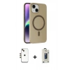 MARSİLYAN™- iPhone 14 Kılıf Çekirdek Modern Prime - Siyah Bilvis Hayalet Cam Ekran Koruyucu + Shine Kamera Lens - GD