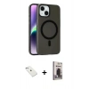 MARSİLYAN™- iPhone 14 Kılıf Çekirdek Modern Prime - Siyah Bilvis Hayalet Cam Ekran Koruyucu + Diamond Kamera Lens - SABE