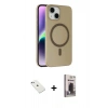 MARSİLYAN™- iPhone 14 Kılıf Çekirdek Modern Prime - Siyah Bilvis Hayalet Cam Ekran Koruyucu + Diamond Kamera Lens - SABE