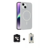 MARSİLYAN™- iPhone 14 Kılıf Çekirdek Modern Prime - Siyah Bilvis Hayalet Cam Ekran Koruyucu + PVD Metal Kamera Lens - TU