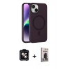 MARSİLYAN™- iPhone 14 Kılıf Çekirdek Modern Prime - Siyah Bilvis Hayalet Cam Ekran Koruyucu + PVD Metal Kamera Lens - TU