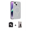 MARSİLYAN™- iPhone 14 Kılıf Çekirdek Modern Prime - Siyah Bilvis Hayalet Cam Ekran Koruyucu + PVD Metal Kamera Lens - TU