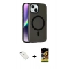 MARSİLYAN™- iPhone 14 Kılıf Çekirdek Modern Prime - Siyah Buffer Cam Ekran Koruyucu + Diamond Kamera Lens - SABE