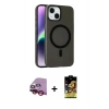 MARSİLYAN™- iPhone 14 Kılıf Çekirdek Modern Prime - Siyah Buffer Cam Ekran Koruyucu + Raze Metal Kamera Lens - KI