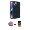 MARSİLYAN™- iPhone 14 Kılıf Çekirdek Modern Prime - Siyah Buffer Cam Ekran Koruyucu + Raze Metal Kamera Lens - KI