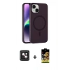 MARSİLYAN™- iPhone 14 Kılıf Çekirdek Modern Prime - Siyah Buffer Cam Ekran Koruyucu + PVD Metal Kamera Lens - PE